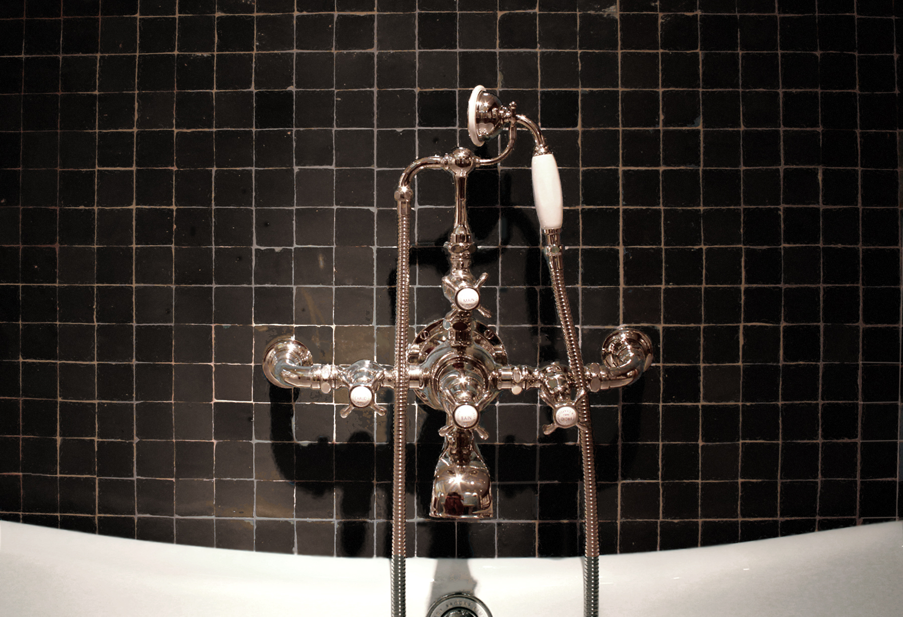 Mosaic House Moroccan tile Rceef 6 Black  solid zellige, mosaic, zellij, field, pattern, glaze 